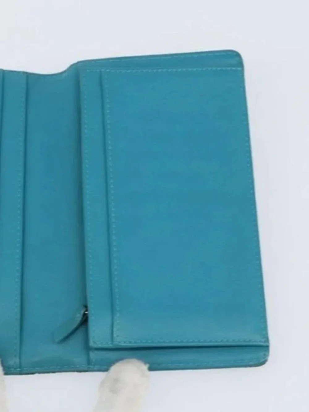 CHANEL Matelasse Long Wallet Patent leather Blue Silver CC Auth 153143